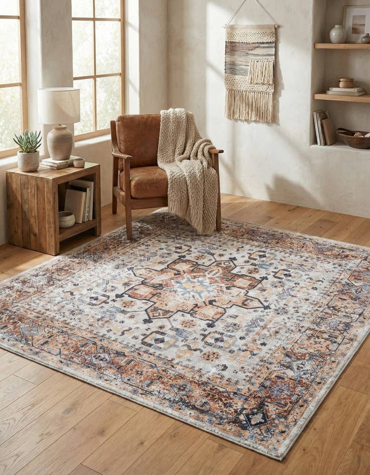 Detail image of 7' 1 x 7' 1 Washable Yara Square Rug