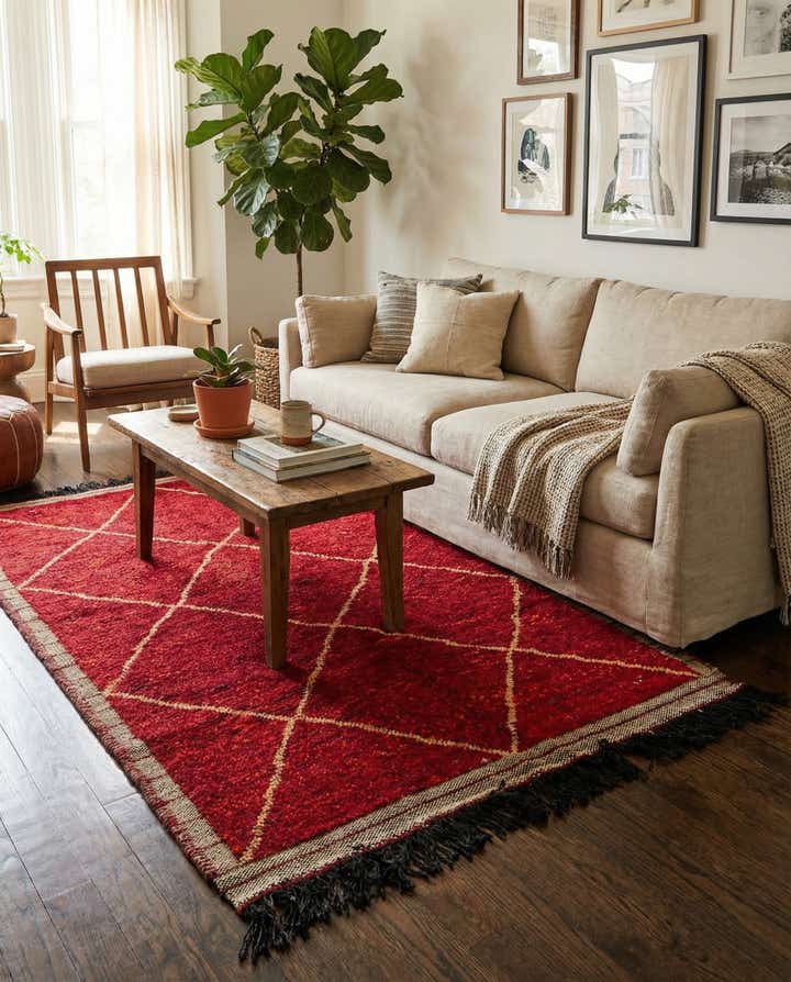 4' x 6' 2 Hand Knotted Moroccan Wool Rug