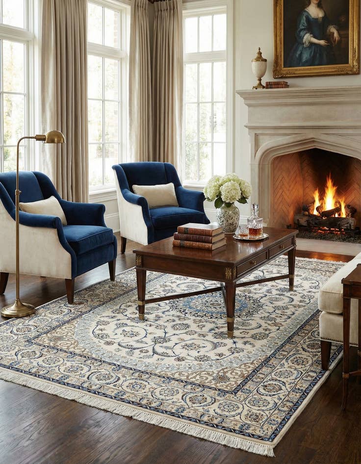 Detail image of 5' 2 x 8' 4 Hand Knotted Nain Rug