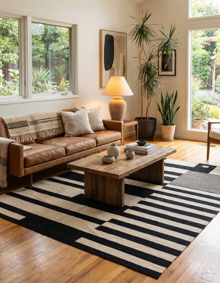 Detail image of 5' 7 x 7' 9  Hand Woven Kilim Modern Wool Rug