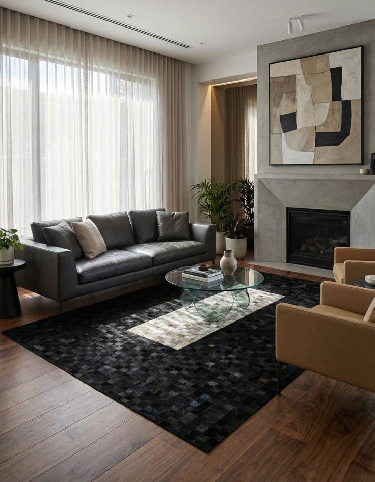 Detail image of 5' x 7' 11 Cowhide - Patchwork Rug