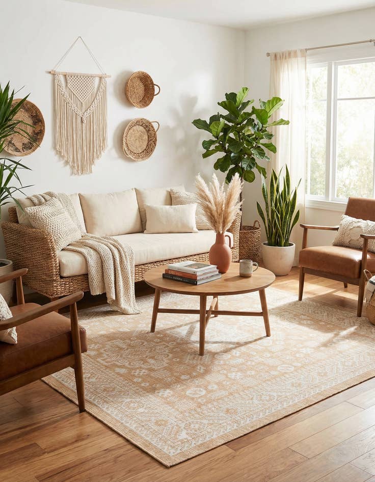 Detail image of 7' 10 x 7' 10 Easy-Clean Aztec Indoor / Outdoor Square Rug