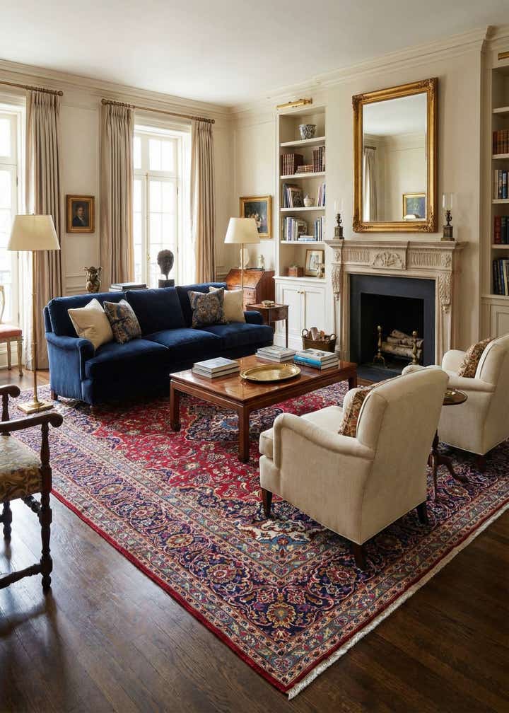 9' 9 x 13' 2 Hand Knotted Kashan Persian Wool Rug
