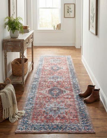 Rust Red Washable Yara Runner Rug