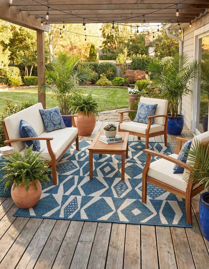 Detail image of 5' 2 x 7' 7  Washable Baja Indoor / Outdoor Rug