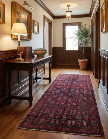 3' 6 x 9' 7 Hand Knotted Hamedan Persian Wool Runner Rug