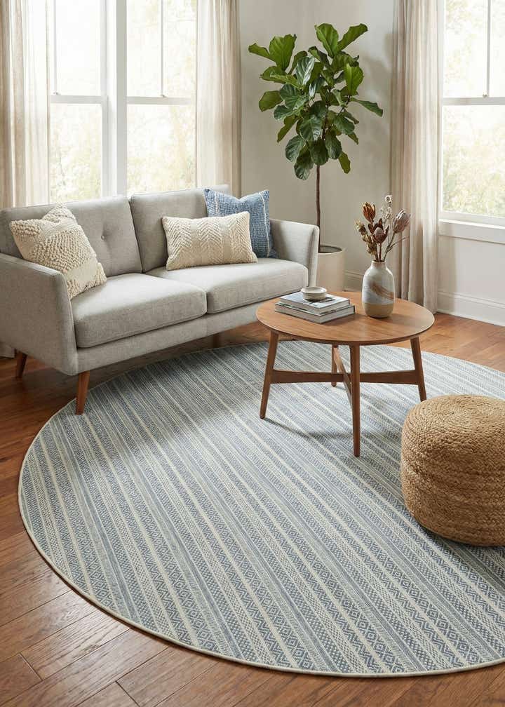 10' x 10' Easy-Clean Ribbon Indoor / Outdoor Round Rug