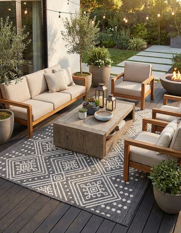 5' 3 x 7' 8 Easy-Clean Modern Indoor / Outdoor Rug