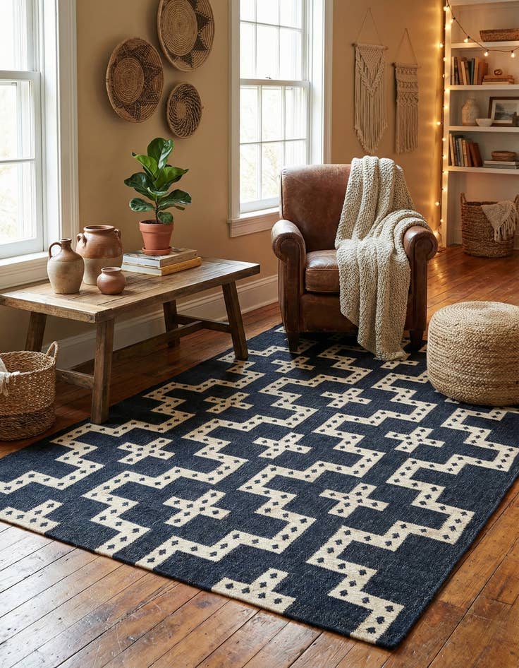 Detail image of 6' 1 x 9' Hand Woven Kilim Wool Rug
