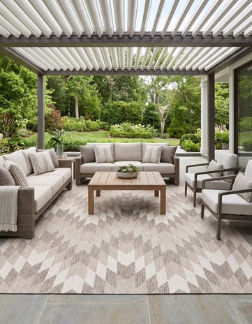 Gray Easy-Clean Modern Indoor / Outdoor Square Rug