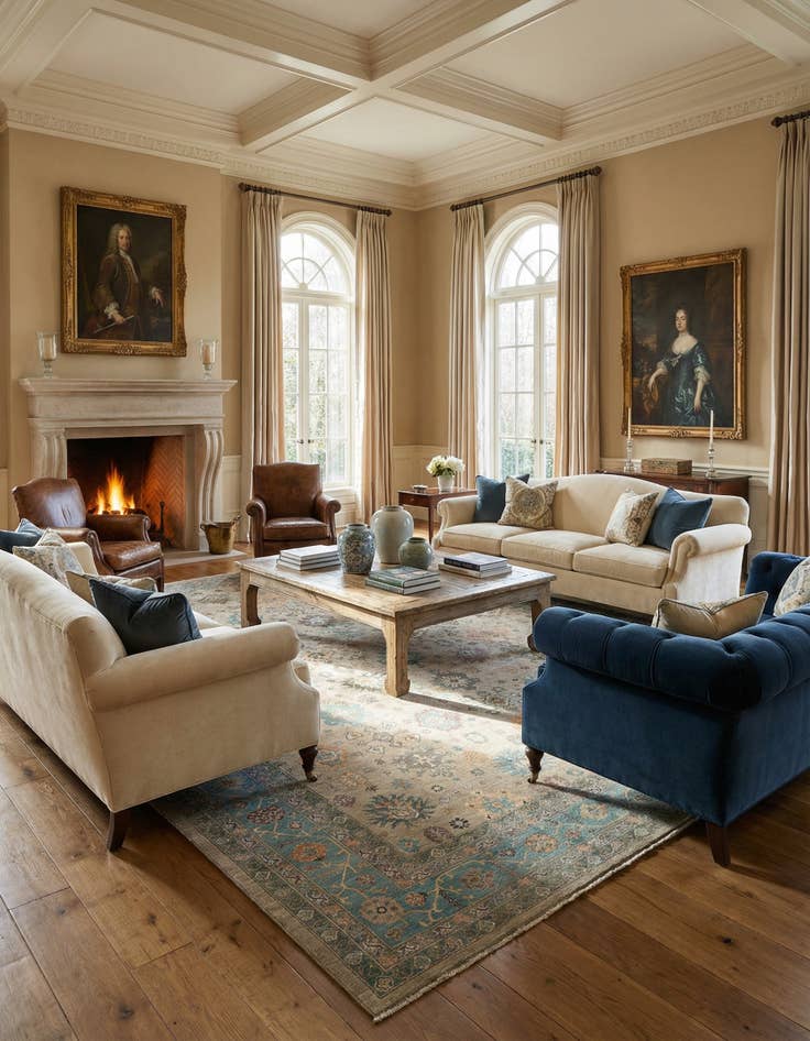 Detail image of 13' 1 x 19' 2  Hand Knotted Oushak Rug