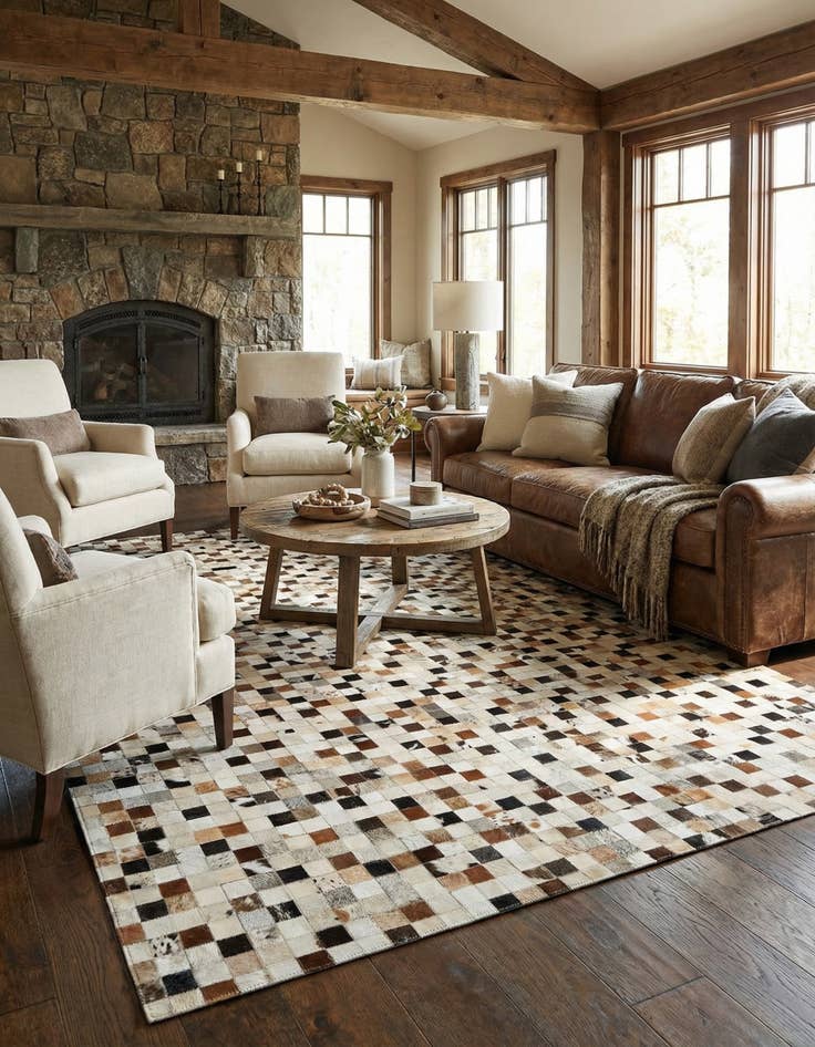 Detail image of 5' x 7' 10 Cowhide Stocks Rug