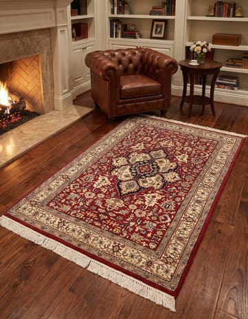 4' 3 x 6' 8 Hand Knotted Jaipur Agra Oriental Wool Rug