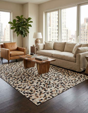 5' 1 x 8' Cowhide Leather Rug
