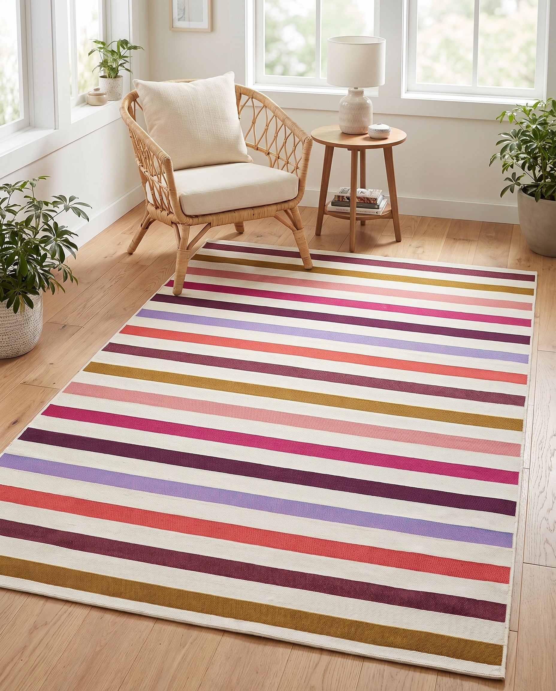 4' x 6' Easy-Clean Striped Indoor / Outdoor Rug