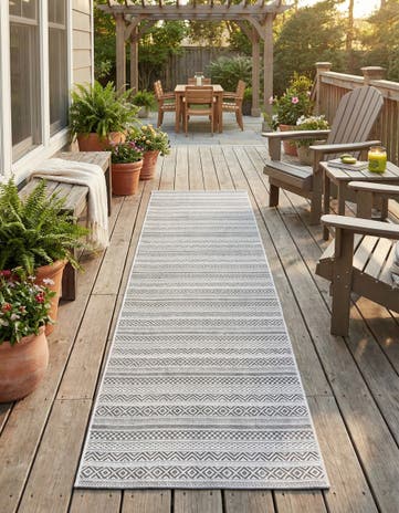2' 7 x 12' Easy-Clean Ribbon Indoor / Outdoor Runner Rug