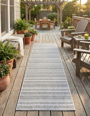 2' 7 x 12' Easy-Clean Ribbon Indoor / Outdoor Runner Rug