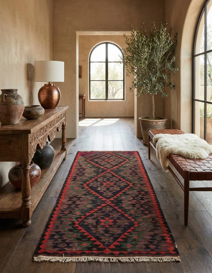 Detail image of 4' 5 x 8' 4  Hand Woven Kilim Fars Wool Runner Rug