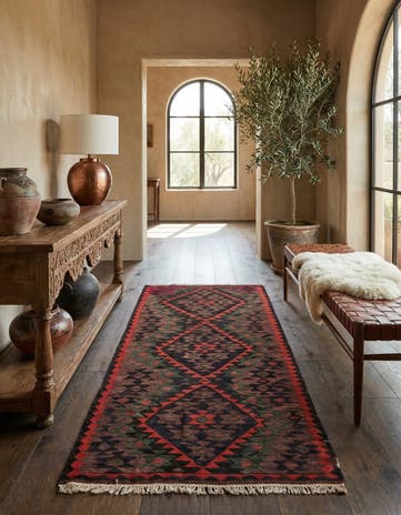 4' 5 x 8' 4 Hand Woven Kilim Fars Wool Runner Rug