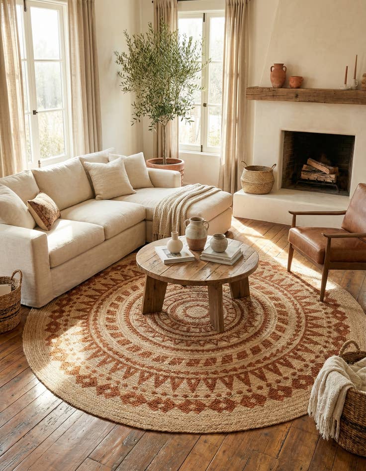 Detail image of 7' 8 x 7' 8  Hand Braided Jute Round Rug