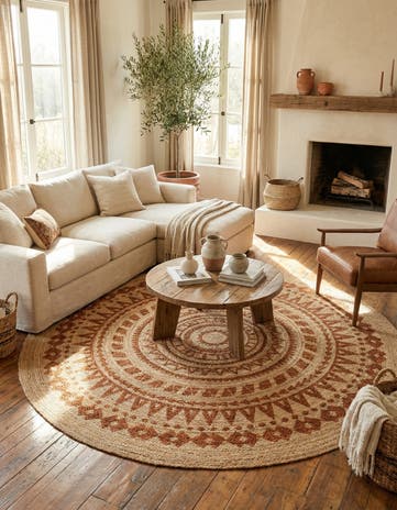 7' 8 x 7' 8 Handmade Braided Jute Round Rug