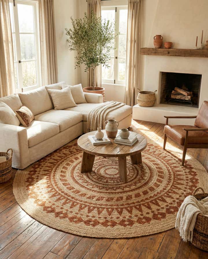 7' 8 x 7' 8 Handmade Braided Jute Round Rug