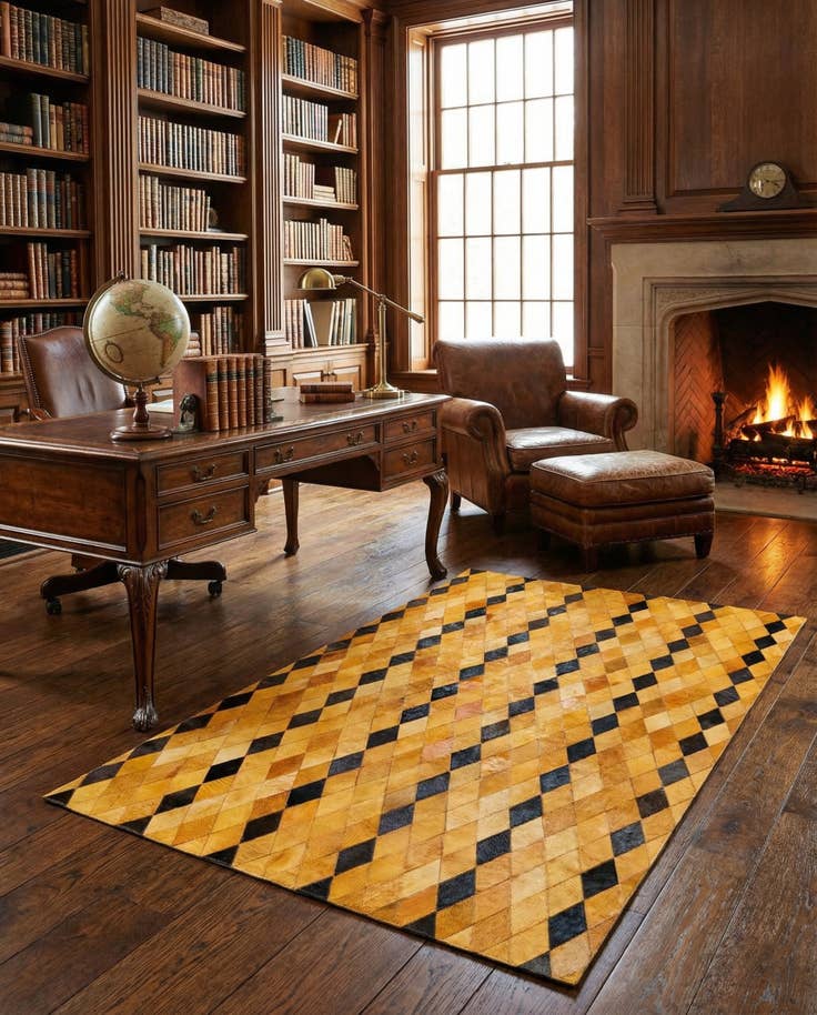 Detail image of 5' 1 x 8' Cowhide Stocks Rug
