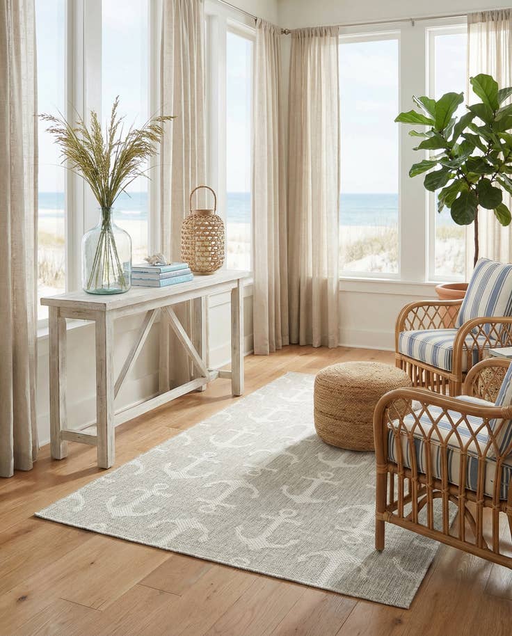 Detail image of 3' x 5' 3 Easy-Clean Coastal Indoor / Outdoor Rug