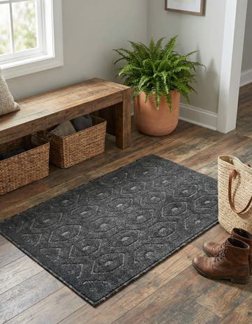 2' x 3' Easy-Clean Trellis Textured Indoor / Outdoor Rug