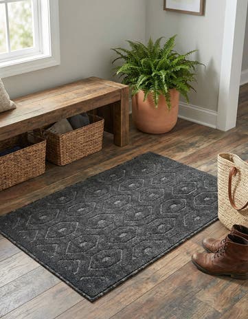 2' x 3' Easy-Clean Trellis Textured Indoor / Outdoor Rug