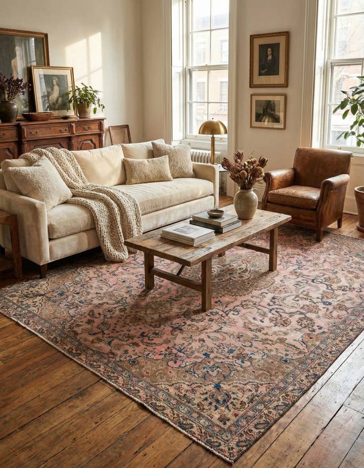 Detail image of  7' 4 x 10'  Hand Knotted Ultra Vintage Persian Wool Rug