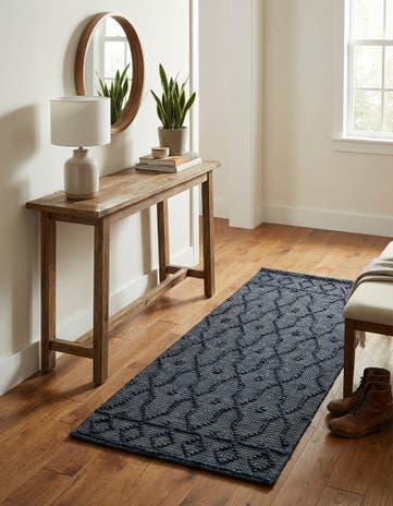Navy Blue Hand Woven Larsa Jute Runner Rug