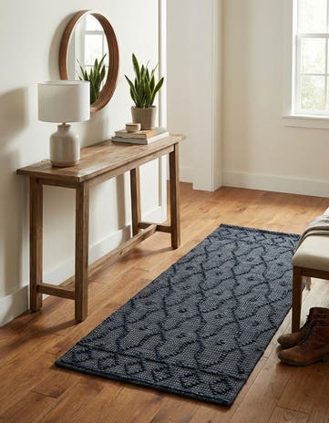 Navy Blue Hand Woven Larsa Jute Runner Rug