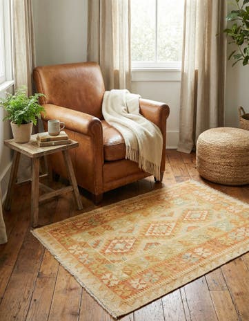 2' 9 x 4' Hand Woven Kilim Waziri Wool Rug