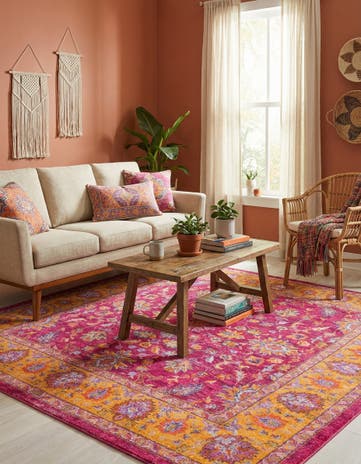 Berry Pink Medina Square Rug