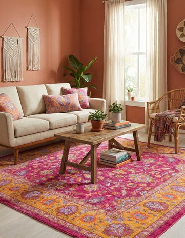 Berry Pink Medina Square Rug