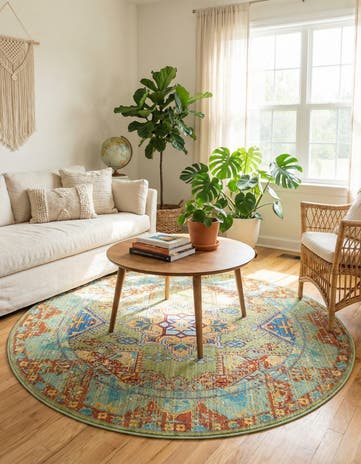 Light Green Aqua Round Rug