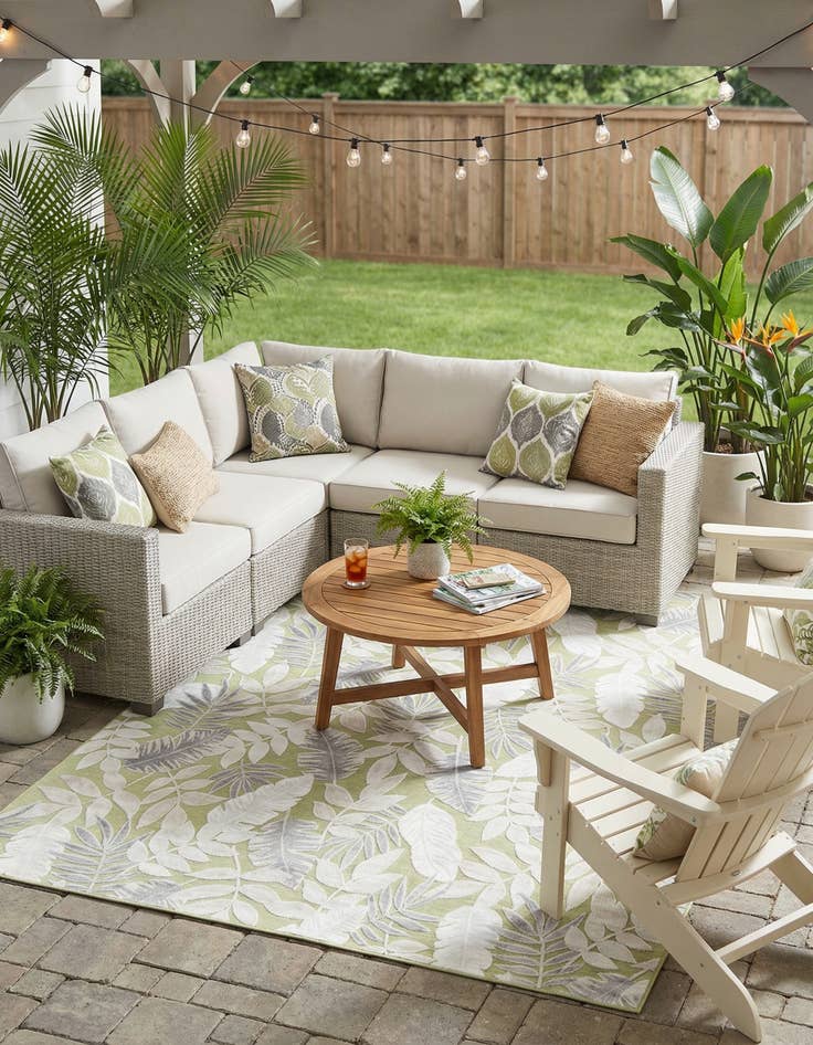 Detail image of 9' 9 x 12'  Washable Botanical Indoor / Outdoor Rug