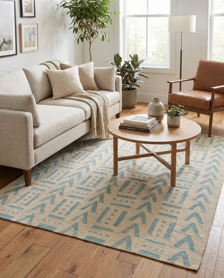 Detail image of 5' 4 x 6' 7 Hand Woven Kilim Modern Wool Rug