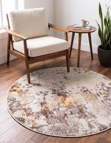 Ivory Beige Apollo Round Rug