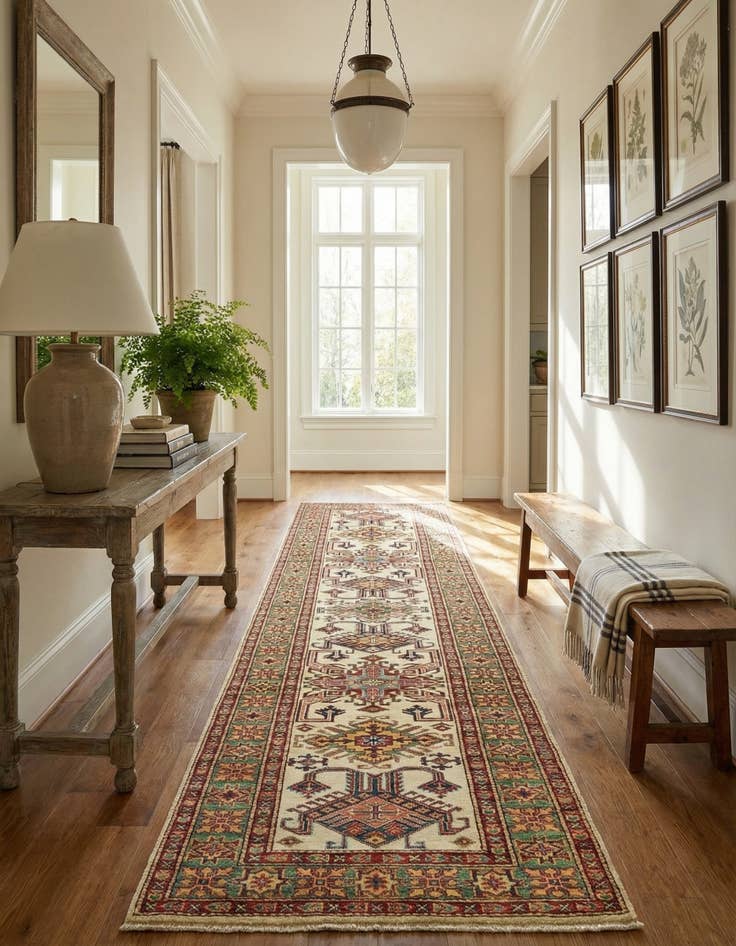 Detail image of 2' 7 x 9' 9 Hand Knotted Kazak Oriental Runner Rug
