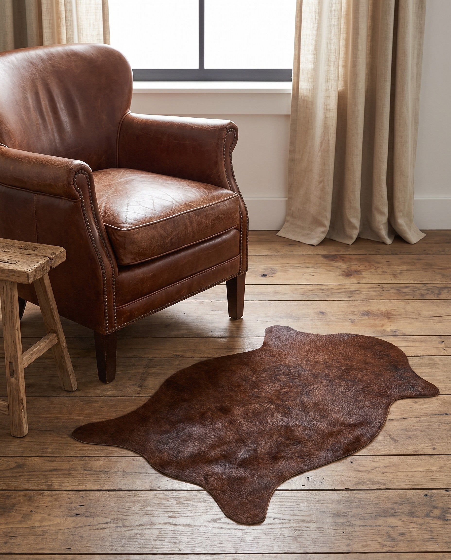 1' 8 x 2' 6 Cowhide Leather Rug