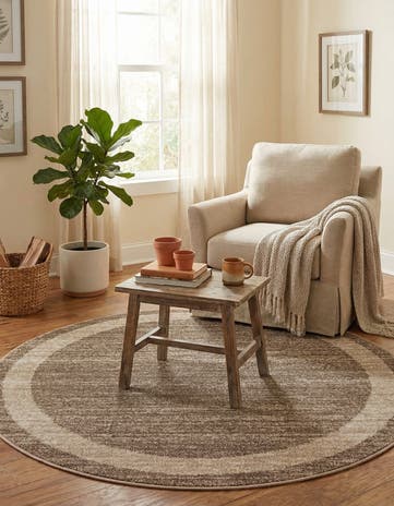 Light Brown Angelica Round Rug