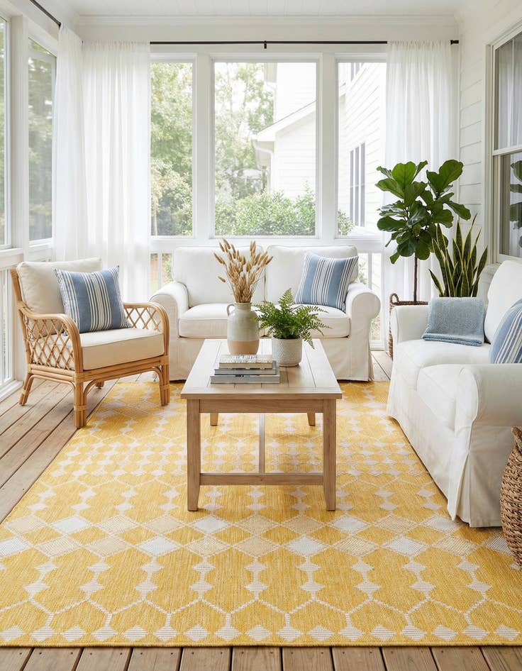 Detail image of 5' 3 x 8'  Washable Trellis Indoor / Outdoor Rug