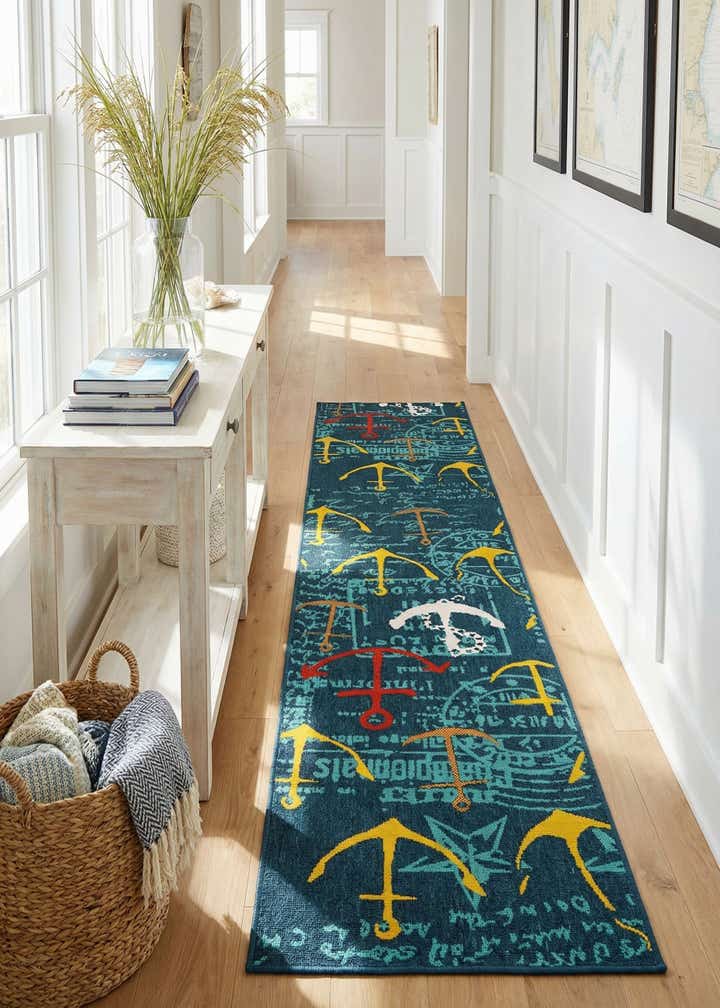 2' 7 x 12' Easy-Clean Coastal Indoor / Outdoor Runner Rug
