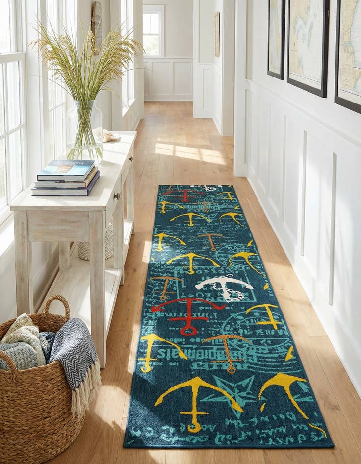 Detail image of 2' 7 x 12'  Washable Coastal Indoor / Outdoor Runner Rug