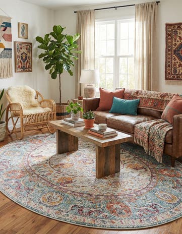 Light Blue Santiago Oval Rug