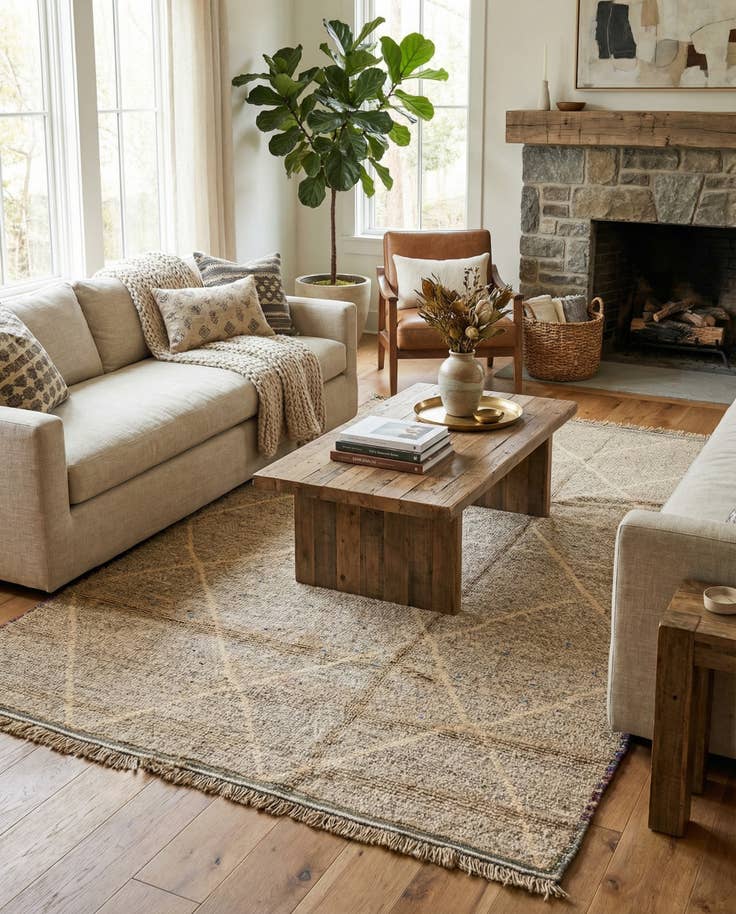 Detail image of 5' 9 x 9' 4 Hand Knotted Moroccan Wool Rug