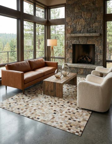 5' 1 x 8' Cowhide Leather Rug