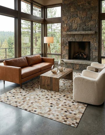5' 1 x 8' Cowhide Leather Rug
